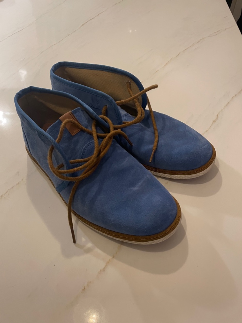Men's Fred Perry Light Blue Suede Chukka Shoes with Brown Accents